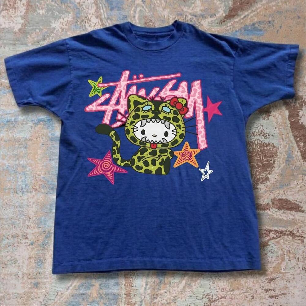 Stussy X Hello Kitty Blue Cotton T Shirt